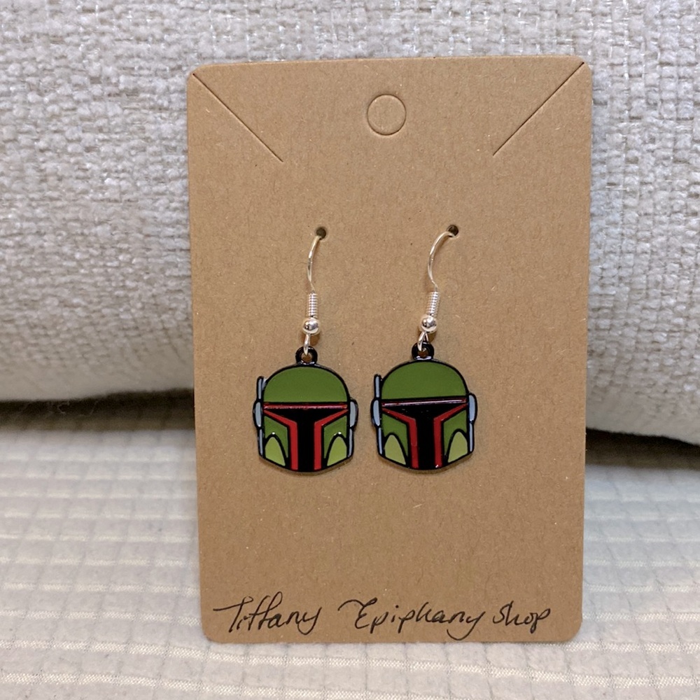 Disney Star Wars inspired Boba Fett Earrings Hypoallergenic NWT